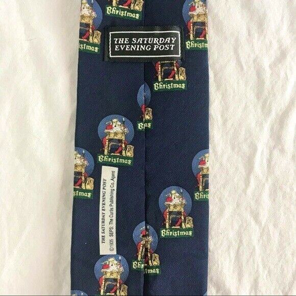 3/$20 Norman Rockwell 100% Silk Christmas Tie Saturday Evening Post Santa Claus - Picture 3 of 6